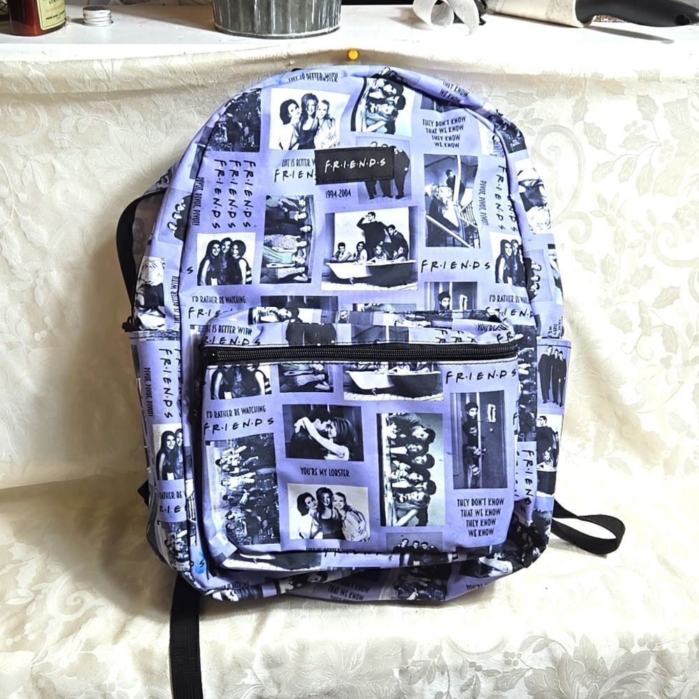 Friends Picture and Sayings Purple Large Backpack